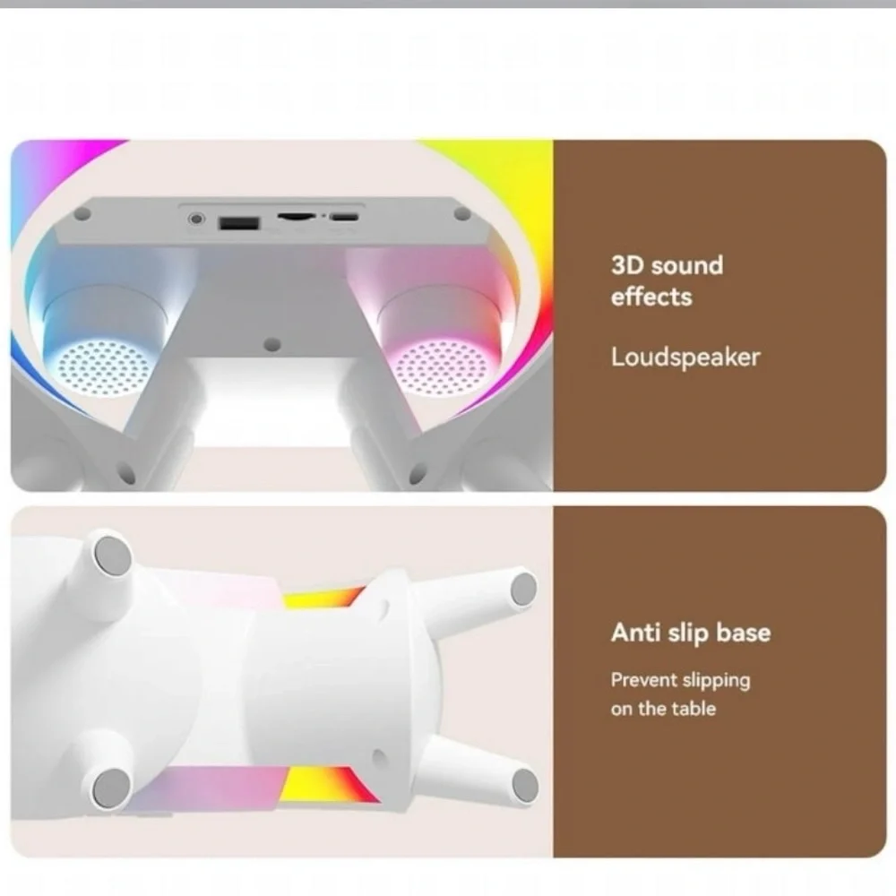 🆕- Led Wireless Charging Speaker/Lamp, Alarm Clock, Sound Machine, Light Modes